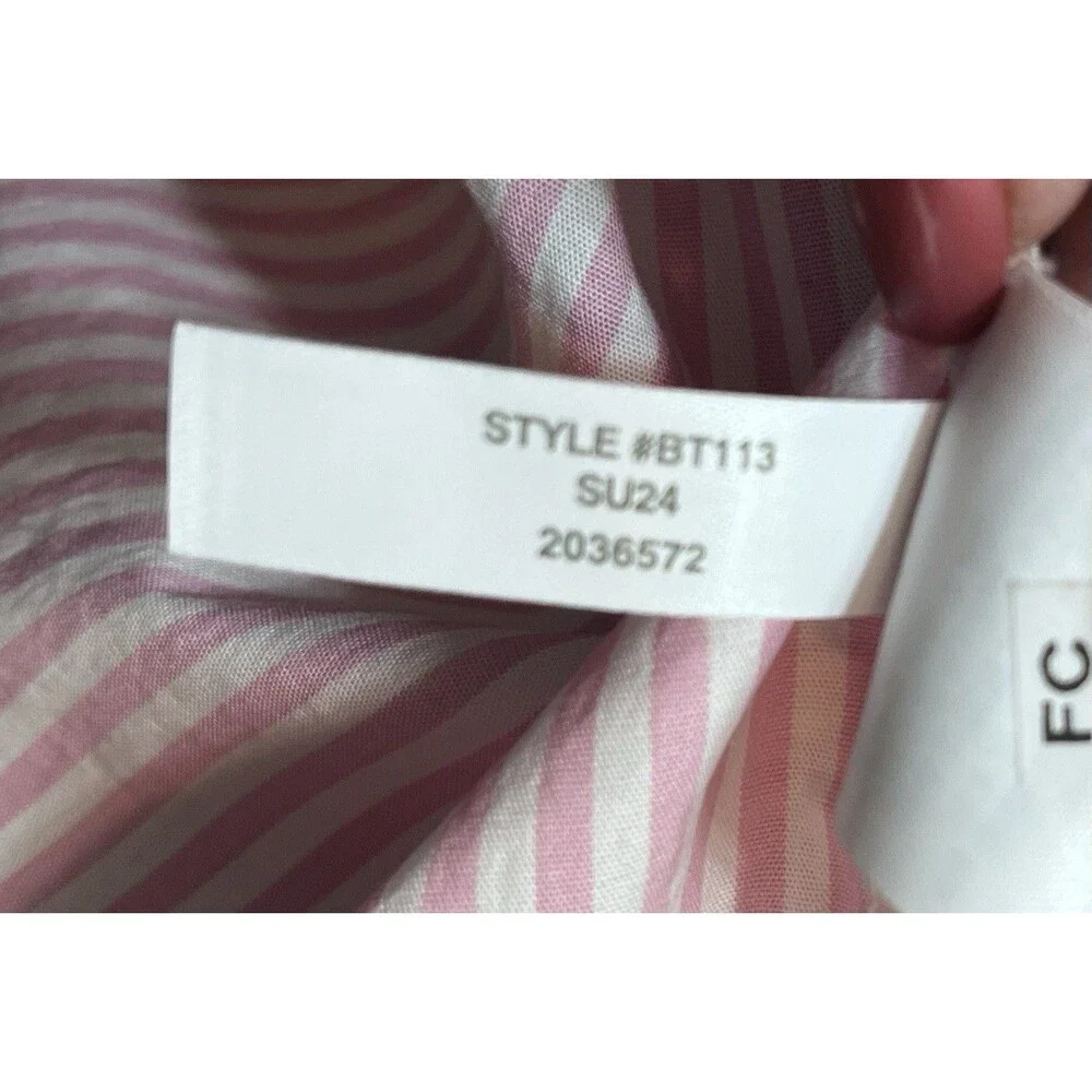 J Crew Puff Sleeve Stripe Mini Dress Womens 6 Pink Cottage Preppy Coastal Girly - Picture 8 of 9